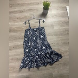 Bailey Blue Navy and White Geometric Diamond Print Mini Dress